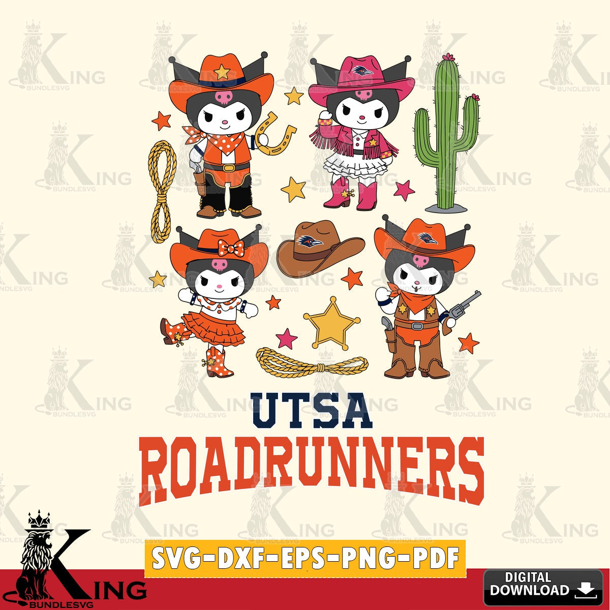 UTSA Roadrunners Kuromi Cowboy Western SVG file, Cricut, Cut file  , Digital Download , Instant Download, Sanrio svg, Clipart