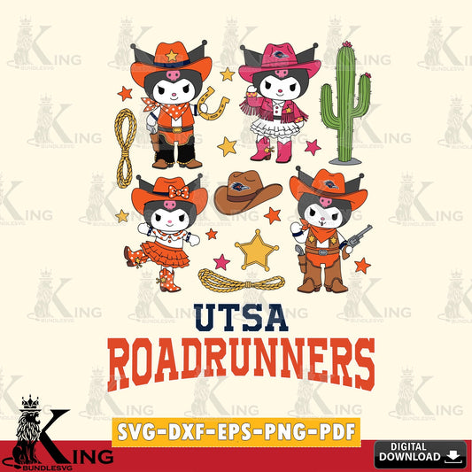 UTSA Roadrunners Kuromi Cowboy Western SVG file, Cricut, Cut file  , Digital Download , Instant Download, Sanrio svg, Clipart
