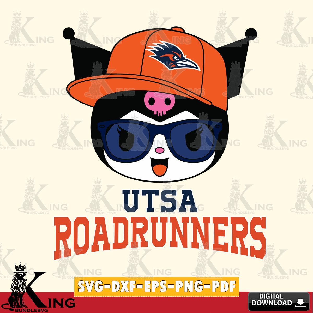 UTSA Roadrunners Kuromi Football Cool SVG file, Cricut, Cut file  , Digital Download , Instant Download, Sanrio svg, Clipart