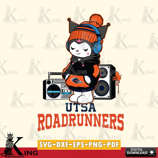 UTSA Roadrunners Kuromi Football Music SVG file, Cricut, Cut file  , Digital Download , Instant Download, Sanrio svg, Clipart