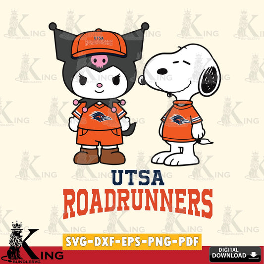 UTSA Roadrunners Kuromi Snoopy Football SVG file, Cricut, Cut file  , Digital Download , Instant Download, Sanrio svg, Clipart