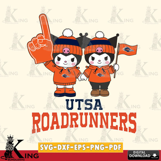 UTSA Roadrunners Kuromi rugby Fan SVG file, Cricut, Cut file  , Digital Download , Instant Download, Sanrio svg, Clipart