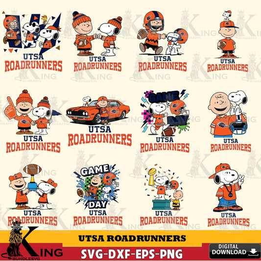 UTSA Roadrunners Peanuts Football NCAA Bundle SVG, Cricut, Cut file  , Digital Download , Instant Download, Peanuts svg, NCAA svg, Football svg, Sport svg
