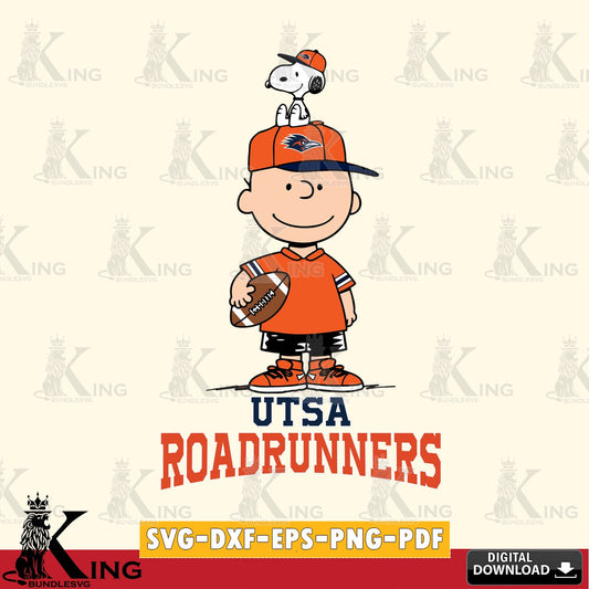 UTSA Roadrunners Peanuts Football Rugby SVG, Cricut, Cut file  , Digital Download , Instant Download, Peanuts svg, NCAA svg, Football svg, Sport svg