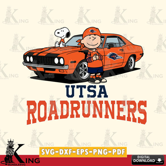 UTSA Roadrunners Peanuts Muscle Car SVG, Cricut, Cut file  , Digital Download , Instant Download, Peanuts svg, NCAA svg, Football svg, Sport svg