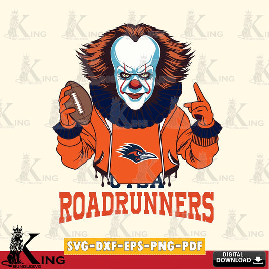 Modern graphic depicting a UTSA Roadrunners Pennywise football player, high-quality vector for DIY scrapbooking and home decor