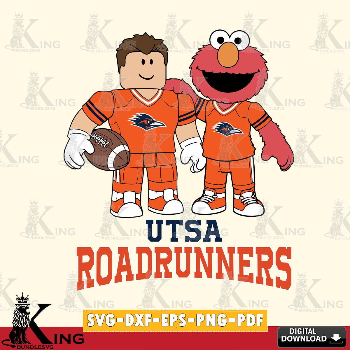 UTSA Roadrunners Roblox & Elmo Football SVG file , NCAA Cricut,  File cut , Digital Download , PDF File