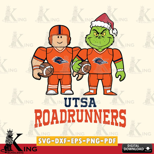 UTSA Roadrunners Roblox & Grinch Football SVG file , NCAA Cricut,  File cut , Digital Download , PDF File
