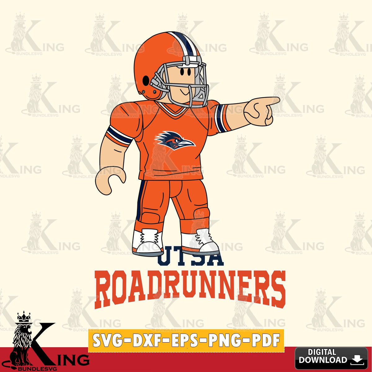UTSA Roadrunners Roblox Player Football SVG file , NCAA Cricut,  File cut , Digital Download , PDF File