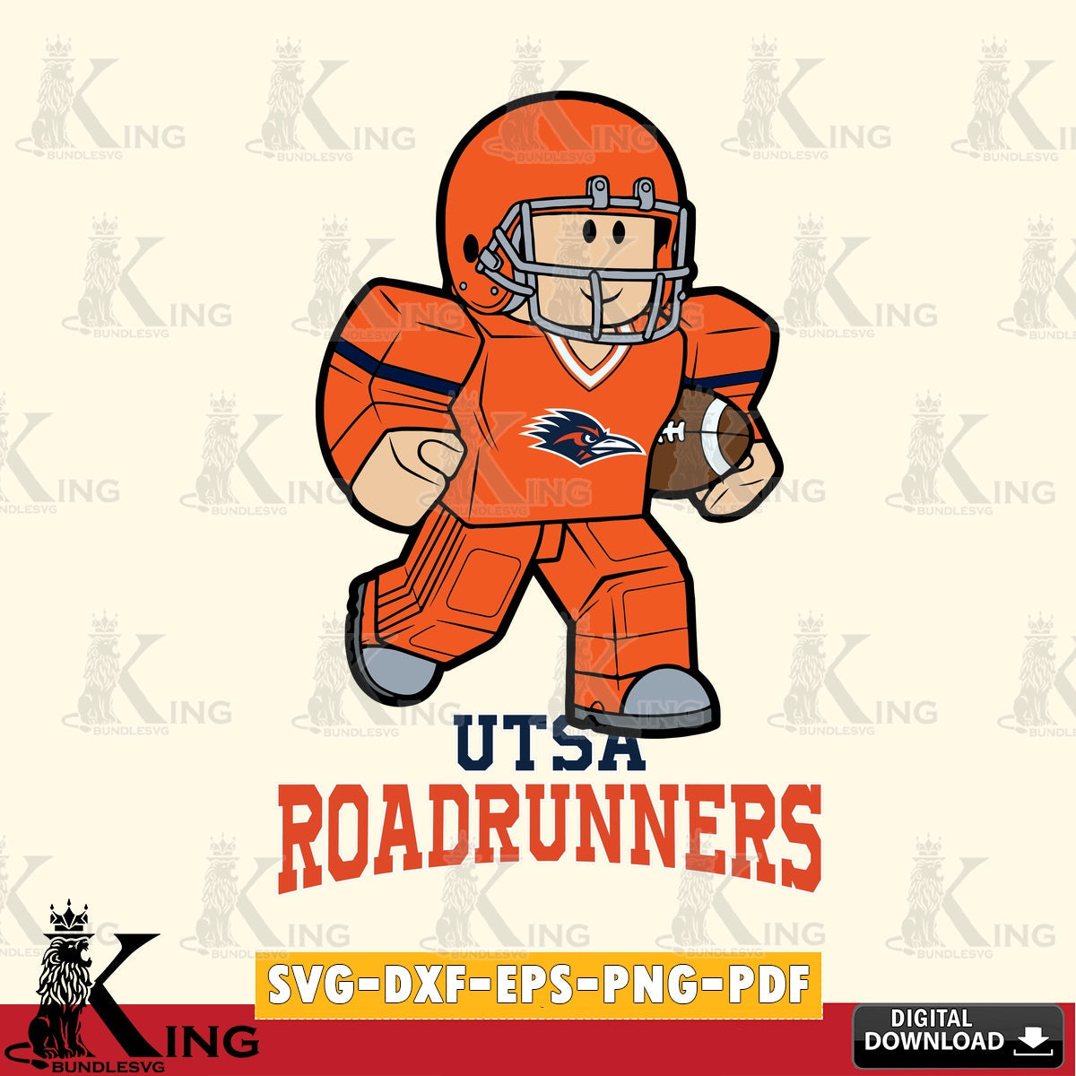 UTSA Roadrunners Roblox Player Rugby SVG file , NCAA Cricut,  File cut , Digital Download , PDF File