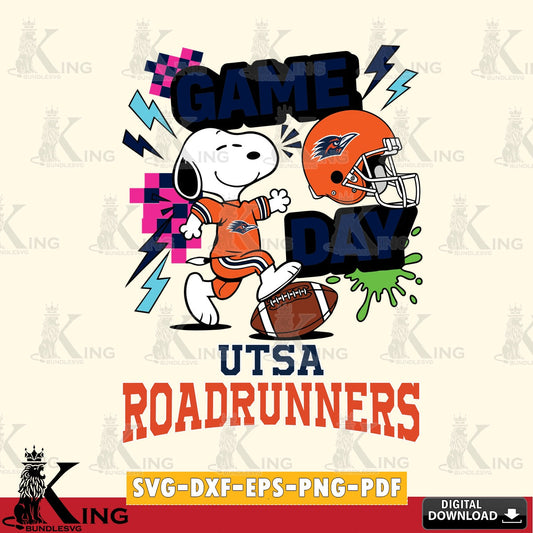 UTSA Roadrunners Snoopy Game day SVG, Cricut, Cut file  , Digital Download , Instant Download, Peanuts svg, NCAA svg, Football svg, Sport svg