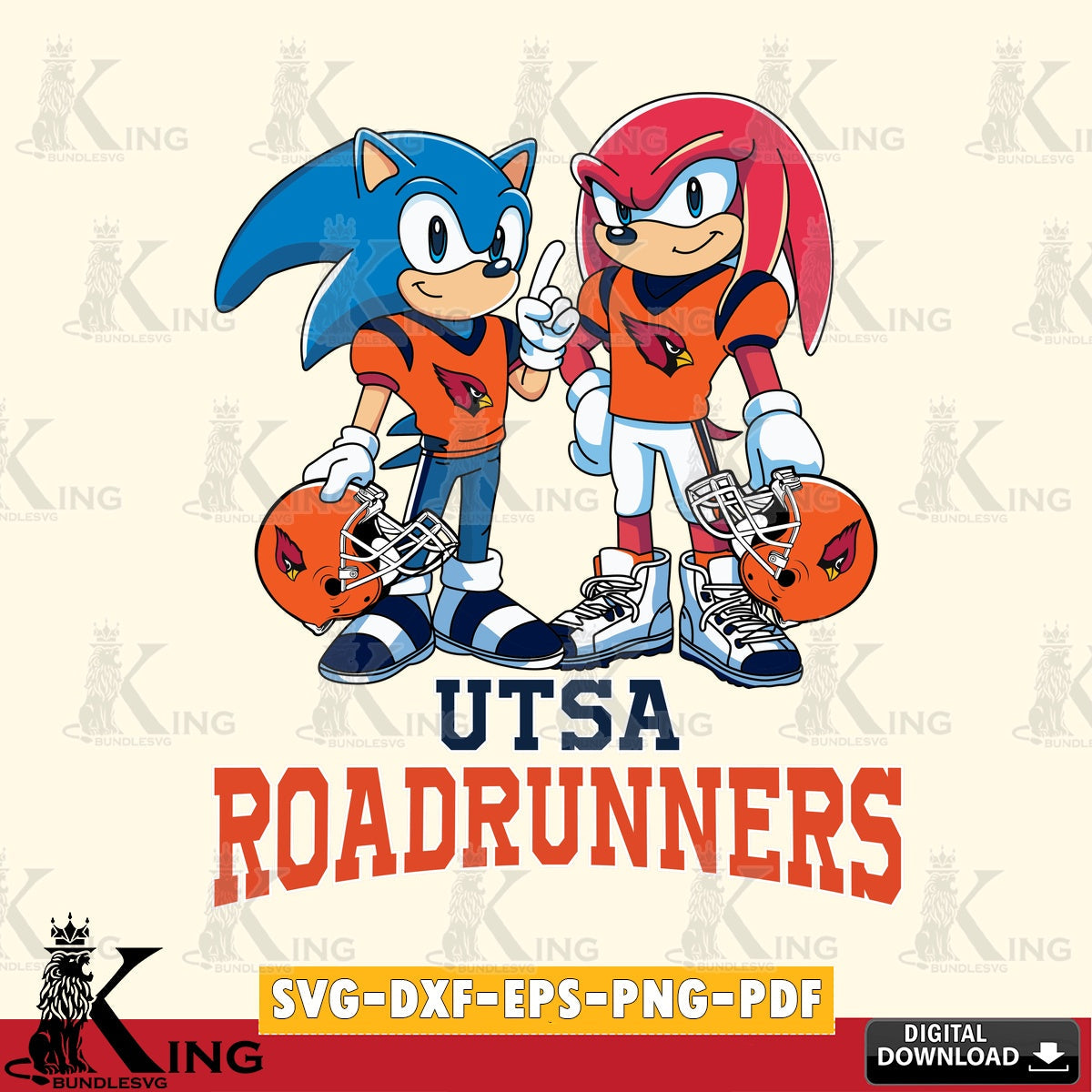UTSA Roadrunners Sonic And Knuckles Football SVG file, Vector , Digital Download , PDF File , Instant Download