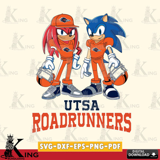 UTSA Roadrunners Sonic And Knuckles Player Football SVG file, Vector , Digital Download , PDF File , Instant Download