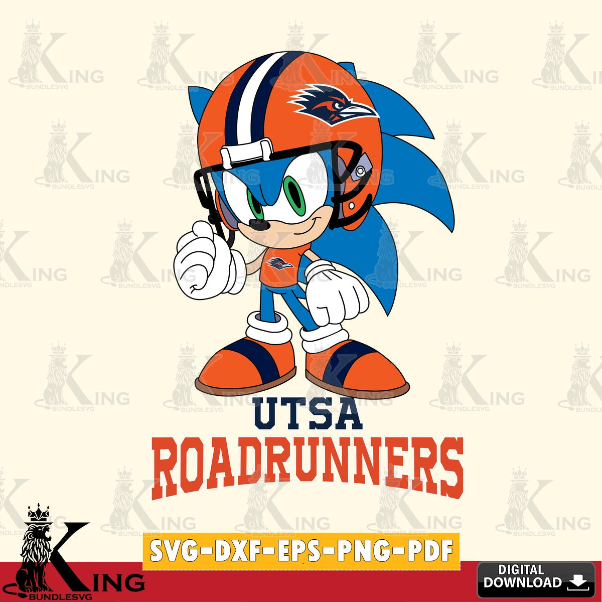 UTSA Roadrunners Sonic Football Mascot SVG file, Vector , Digital Download , PDF File , Instant Download