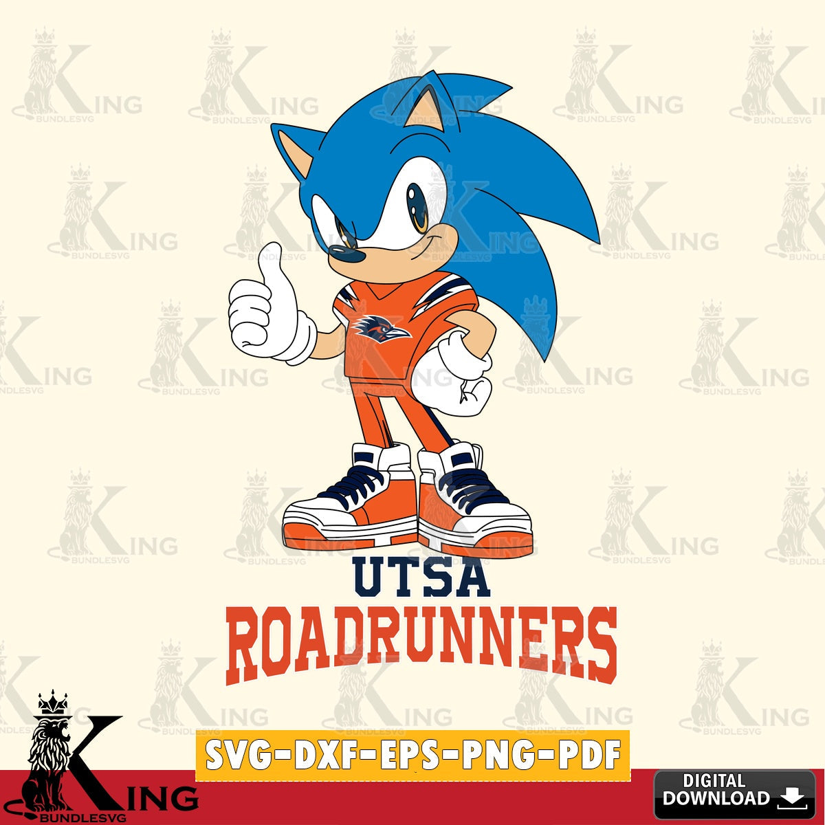 UTSA Roadrunners Sonic Like Football SVG file, Vector , Digital Download , PDF File , Instant Download