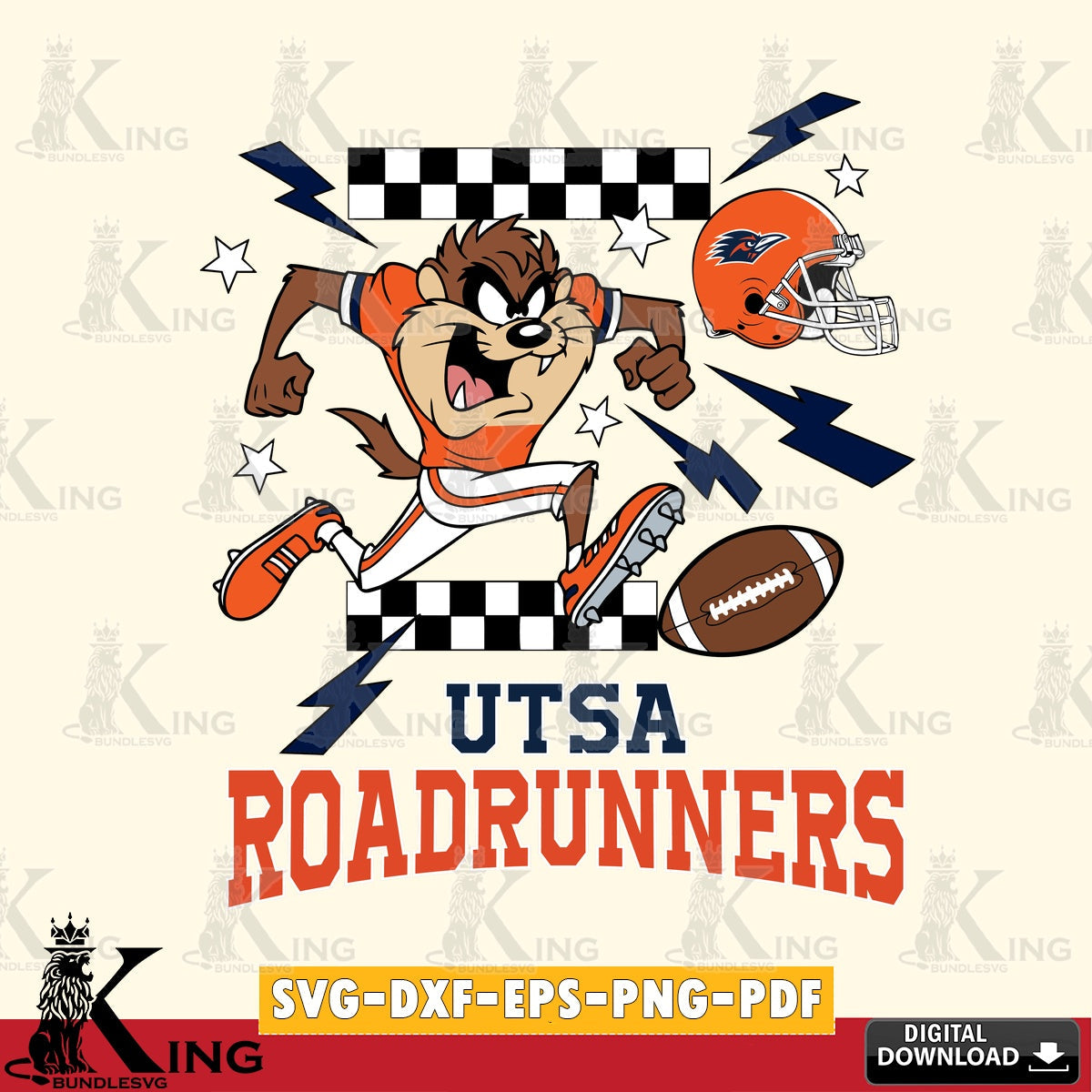 UTSA Roadrunners Taz Football Lightning SVG file, Cut file  , Digital Download , Instant Download, Taz svg, NCAA svg