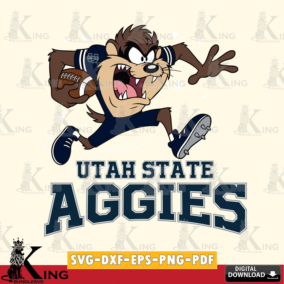 Utah State Aggies Angry Taz Football SVG file, Cut file  , Digital Download , Instant Download, Taz svg, NCAA svg