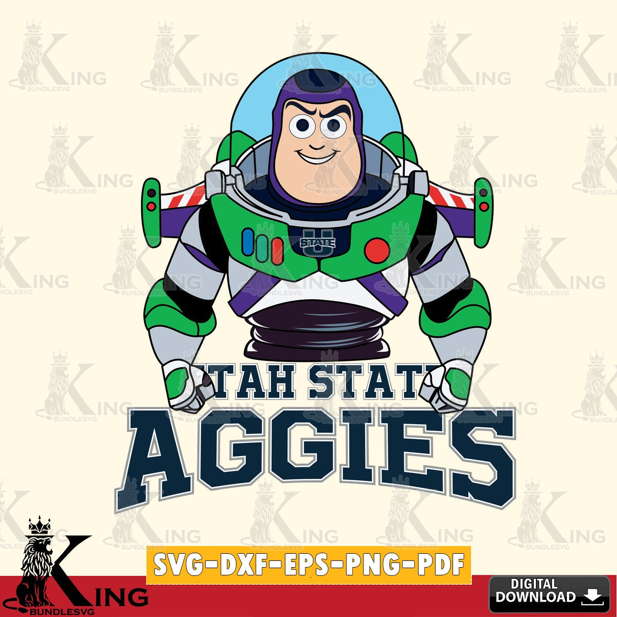 Digital download featuring Utah State Aggies Buzz Lightyear Football, SVG cut file for personalized gifts and laser projects