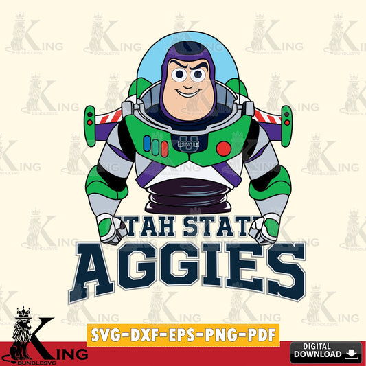 Digital download featuring Utah State Aggies Buzz Lightyear Football, SVG cut file for personalized gifts and laser projects