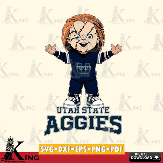Digital download featuring Utah State Aggies Chucky Football, NCAA file cut, SVG PNG files perfect for Cricut and Silhouette