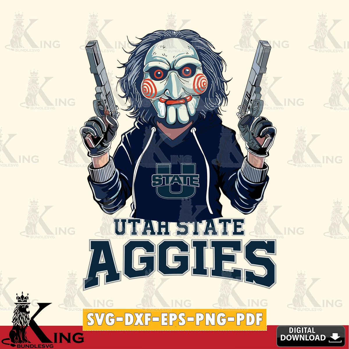 Detailed illustration of Utah State Aggies Jigsaw Billy Football, a cut file ideal for vinyl projects and T-shirt printing.