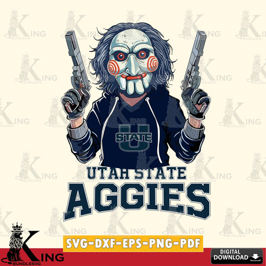 Detailed illustration of Utah State Aggies Jigsaw Billy Football, a cut file ideal for vinyl projects and T-shirt printing.