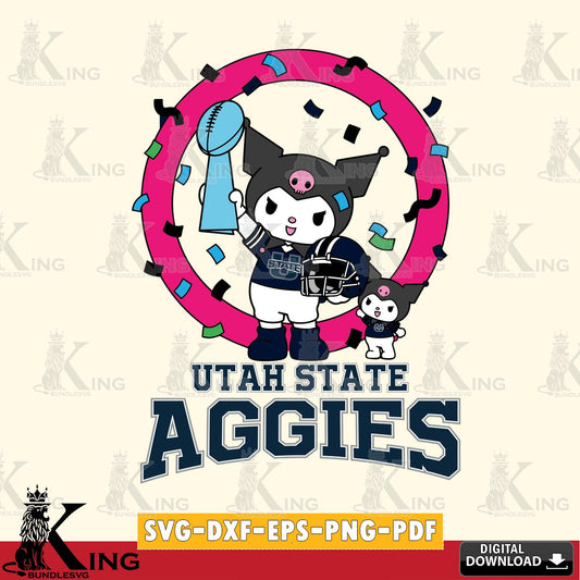 Utah State Aggies Kuromi Football Champion SVG file, Cricut, Cut file  , Digital Download , Instant Download, Sanrio svg, Clipart