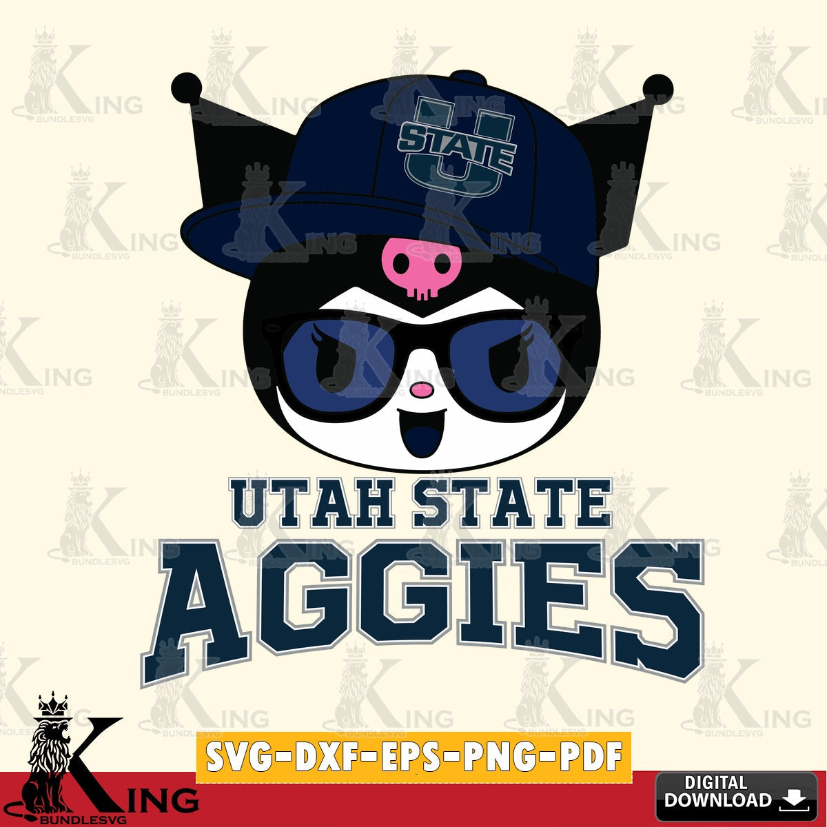 Utah State Aggies Kuromi Football Cool SVG file, Cricut, Cut file  , Digital Download , Instant Download, Sanrio svg, Clipart