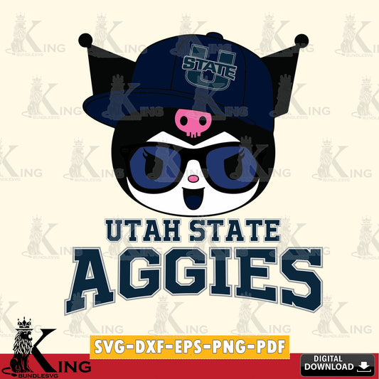 Utah State Aggies Kuromi Football Cool SVG file, Cricut, Cut file  , Digital Download , Instant Download, Sanrio svg, Clipart