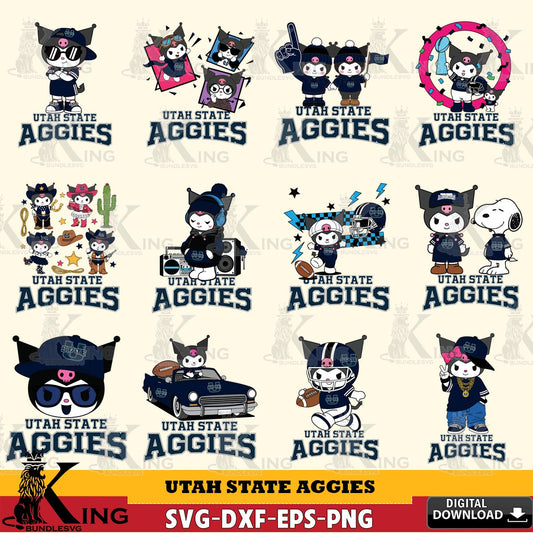 Utah State Aggies Kuromi Football Jersey NCAA Bundle SVG file, Cricut, Cut file  , Digital Download , Instant Download, Sanrio svg, Clipart