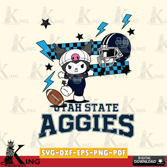 Utah State Aggies Kuromi Game Day SVG file, Cricut, Cut file  , Digital Download , Instant Download, Sanrio svg, Clipart