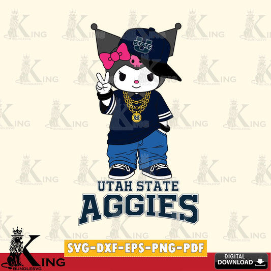 Utah State Aggies Kuromi Streetwear Style SVG file, Cricut, Cut file  , Digital Download , Instant Download, Sanrio svg, Clipart