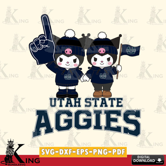 Utah State Aggies Kuromi rugby Fan SVG file, Cricut, Cut file  , Digital Download , Instant Download, Sanrio svg, Clipart