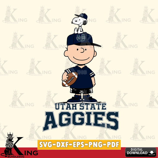Utah State Aggies Peanuts Football Rugby SVG, Cricut, Cut file  , Digital Download , Instant Download, Peanuts svg, NCAA svg, Football svg, Sport svg