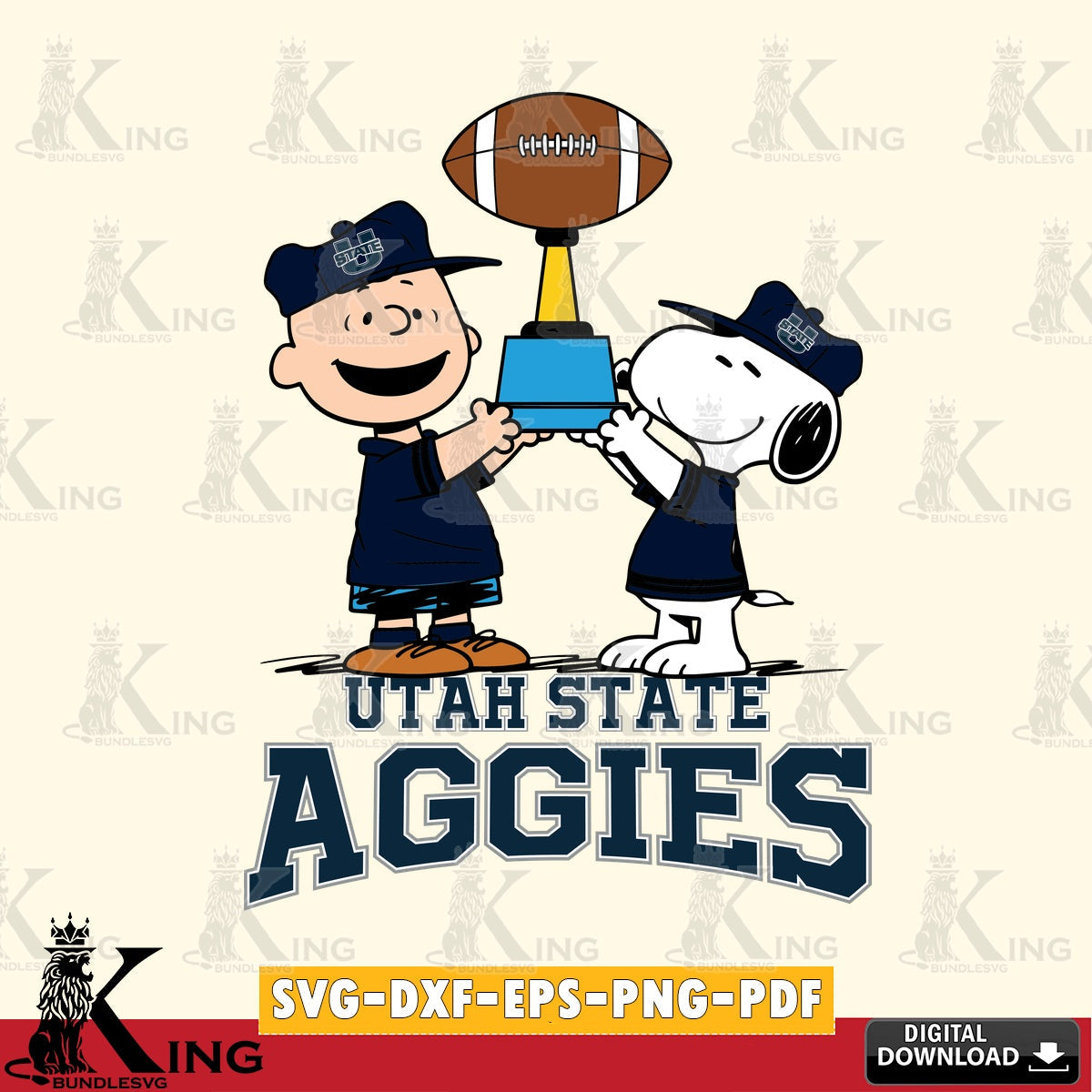 Utah State Aggies Peanuts Football Trophy SVG, Cricut, Cut file  , Digital Download , Instant Download, Peanuts svg, NCAA svg, Football svg, Sport svg