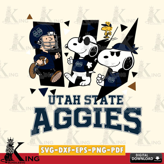 Utah State Aggies Peanuts Joe Cool SVG, Cricut, Cut file  , Digital Download , Instant Download, Peanuts svg, NCAA svg, Football svg, Sport svg