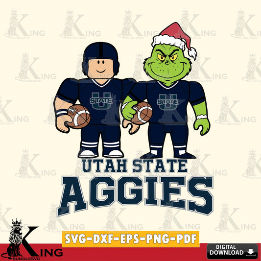 Utah State Aggies Roblox & Grinch Football SVG file , NCAA Cricut,  File cut , Digital Download , PDF File
