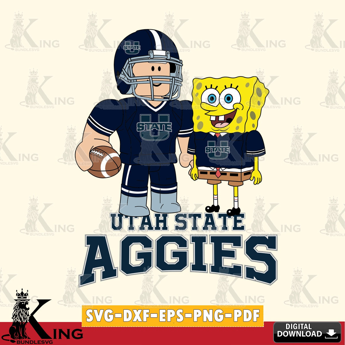 Utah State Aggies Roblox & Spongebob Football SVG file , NCAA Cricut,  File cut , Digital Download , PDF File