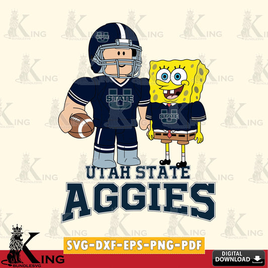 Utah State Aggies Roblox & Spongebob Football SVG file , NCAA Cricut,  File cut , Digital Download , PDF File