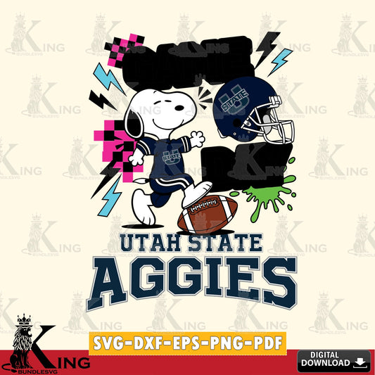 Utah State Aggies Snoopy Game day SVG, Cricut, Cut file  , Digital Download , Instant Download, Peanuts svg, NCAA svg, Football svg, Sport svg