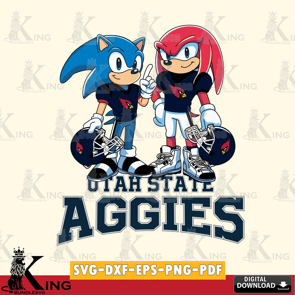 Utah State Aggies Sonic And Knuckles Football SVG file, Vector , Digital Download , PDF File , Instant Download
