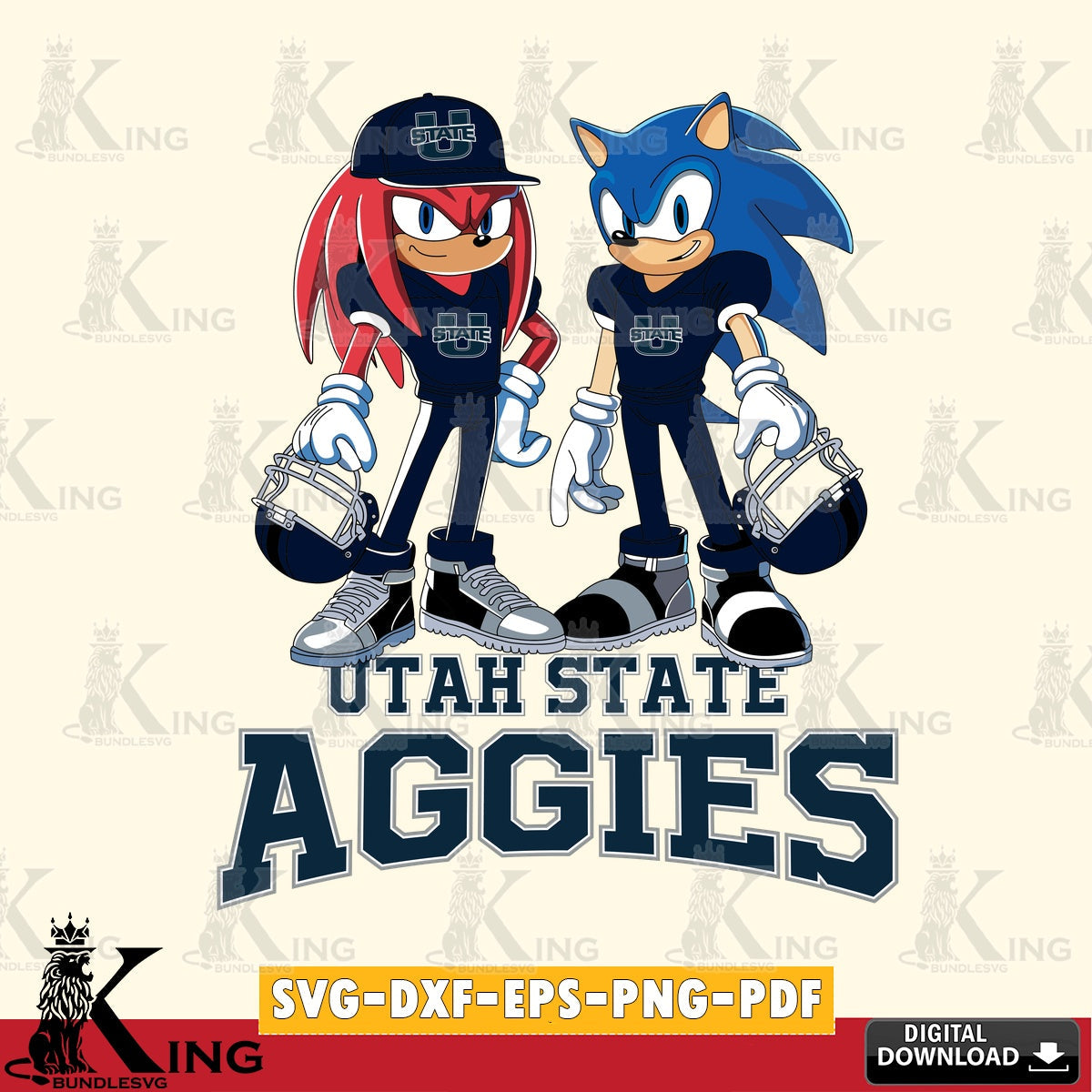 Utah State Aggies Sonic And Knuckles Player Football SVG file, Vector , Digital Download , PDF File , Instant Download