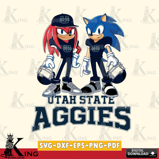 Utah State Aggies Sonic And Knuckles Player Football SVG file, Vector , Digital Download , PDF File , Instant Download
