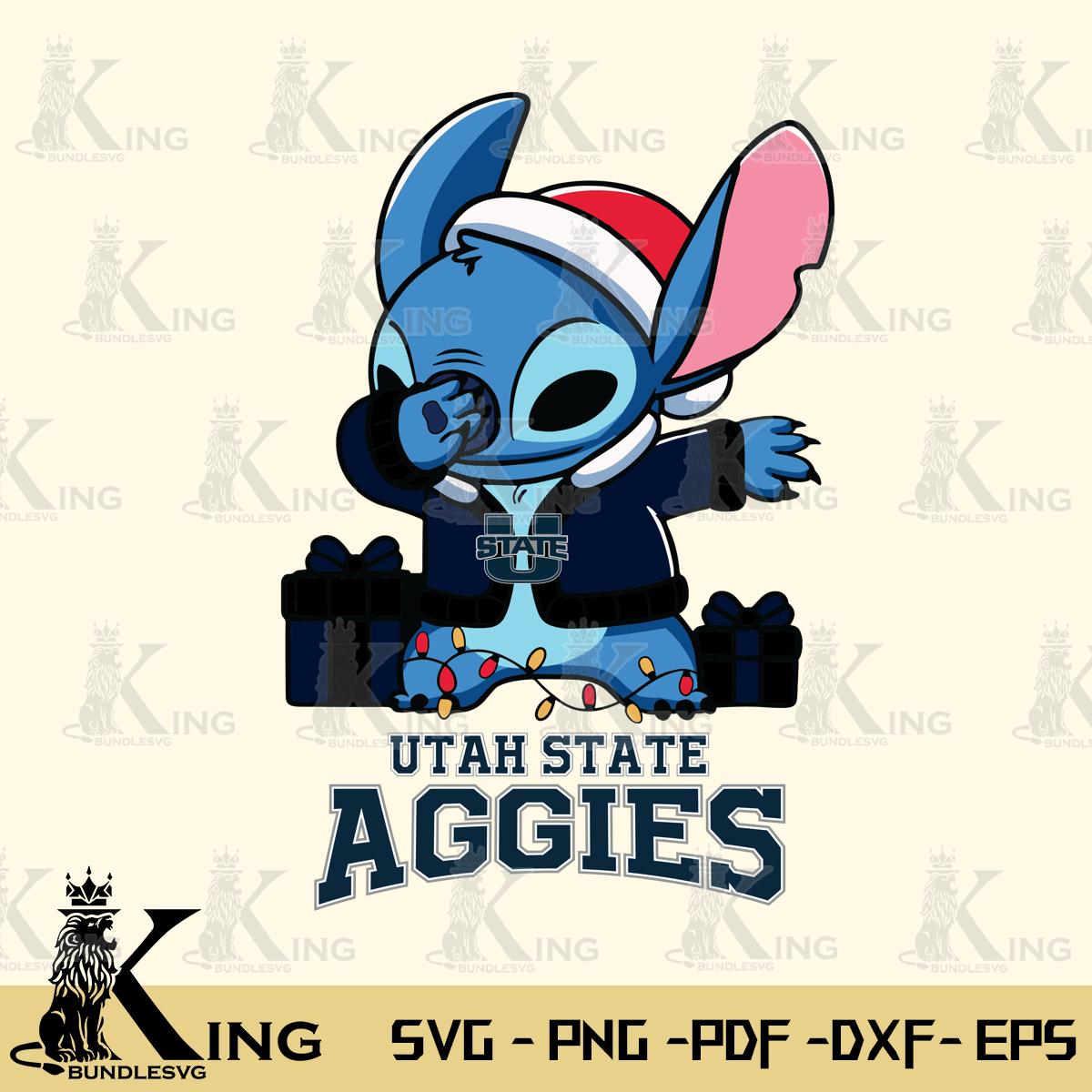 Utah State Aggies Stitch Merry Christmas Svg Eps Dxf Png File, Digital Download