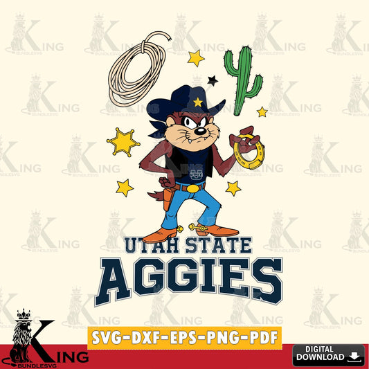 Utah State Aggies Taz Cowboy Western SVG file, Cut file  , Digital Download , Instant Download, Taz svg, NCAA svg