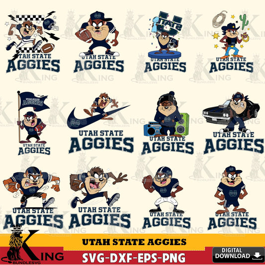 Utah State Aggies Taz Football NCAA Bundle SVG file, Cut file  , Digital Download , Instant Download, Taz svg, NCAA svg