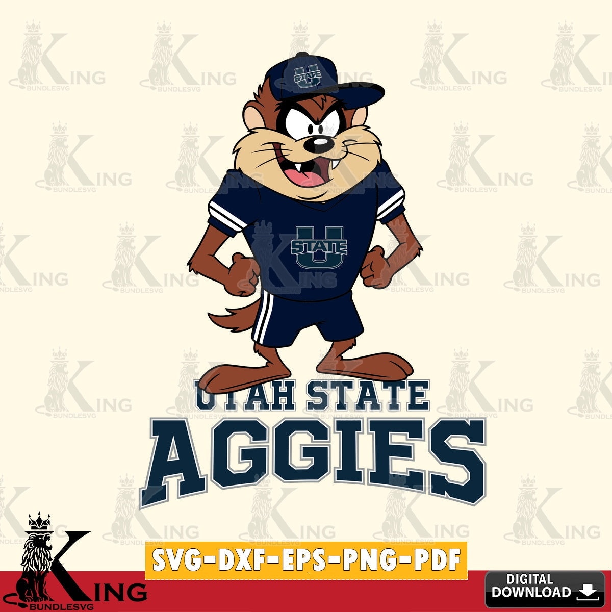 Utah State Aggies Taz Standing Pose SVG file, Cut file  , Digital Download , Instant Download, Taz svg, NCAA svg