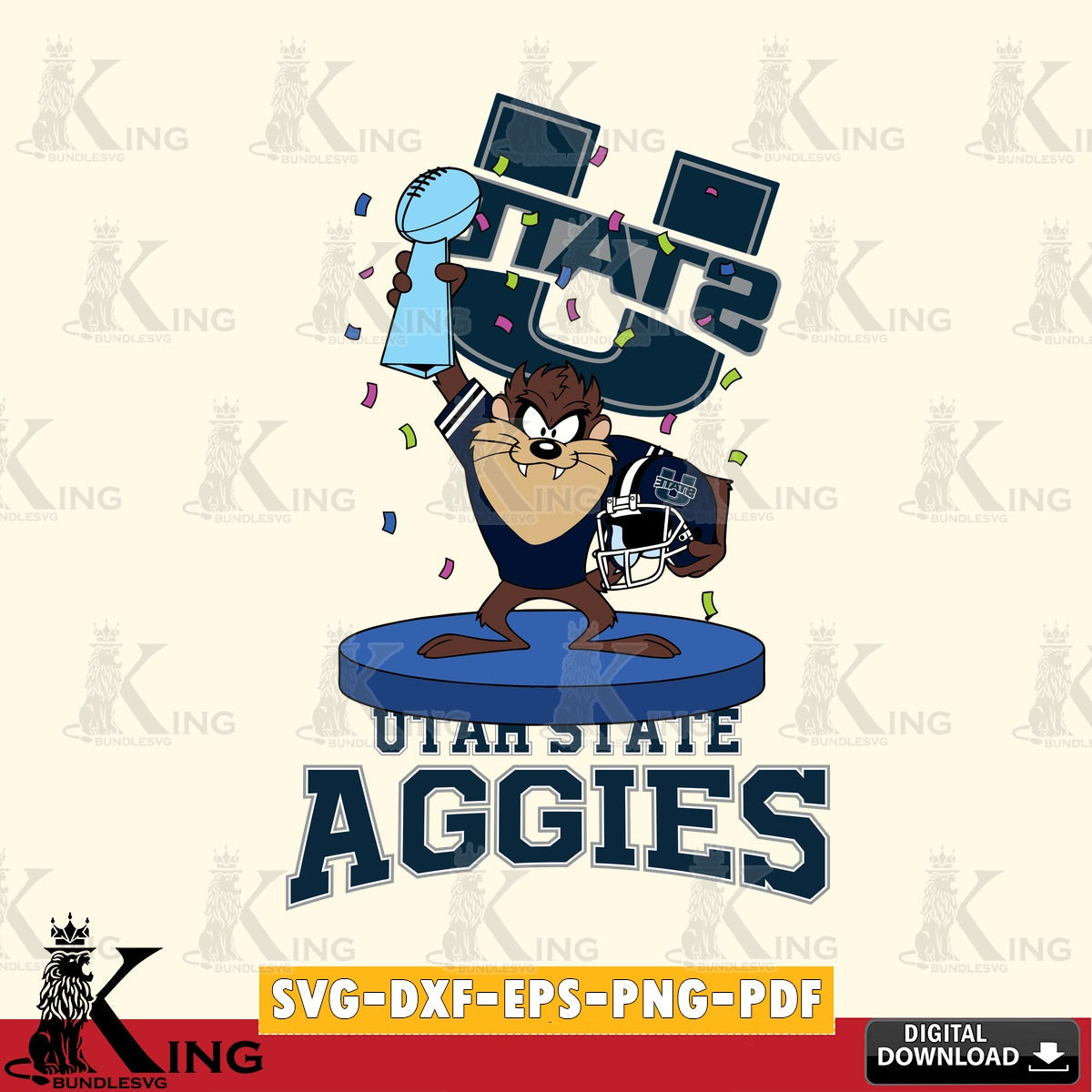 Utah State Aggies Taz Trophy Podium SVG file, Cut file  , Digital Download , Instant Download, Taz svg, NCAA svg