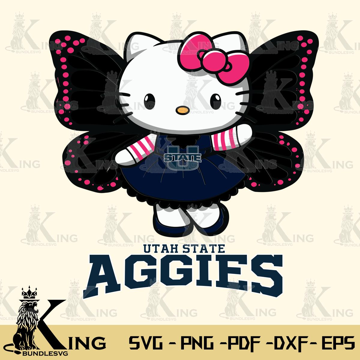 Utah State Aggies Whimsical Kitty Wings Svg Eps Dxf Png File, Digital Download