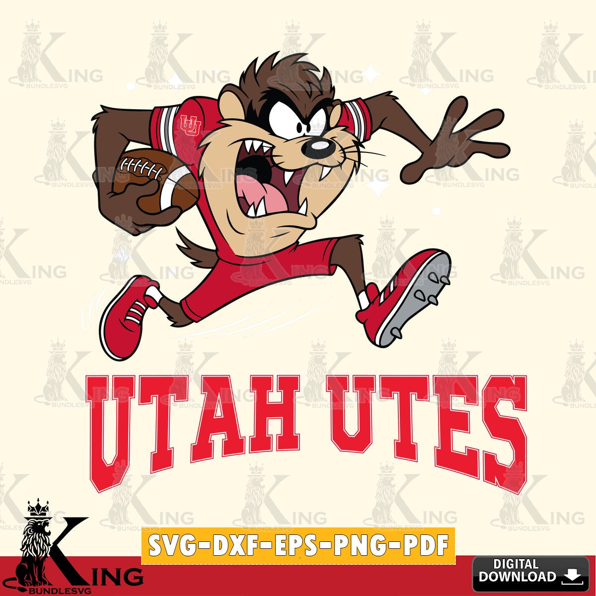 Utah Utes Angry Taz Football SVG file, Cut file  , Digital Download , Instant Download, Taz svg, NCAA svg